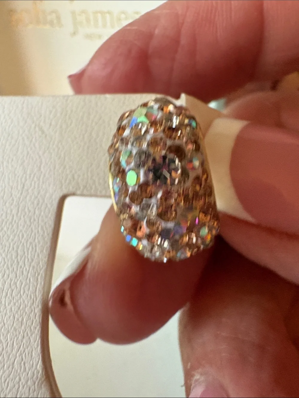 Rose-Tone Crystal Dome Clip-On Earrings